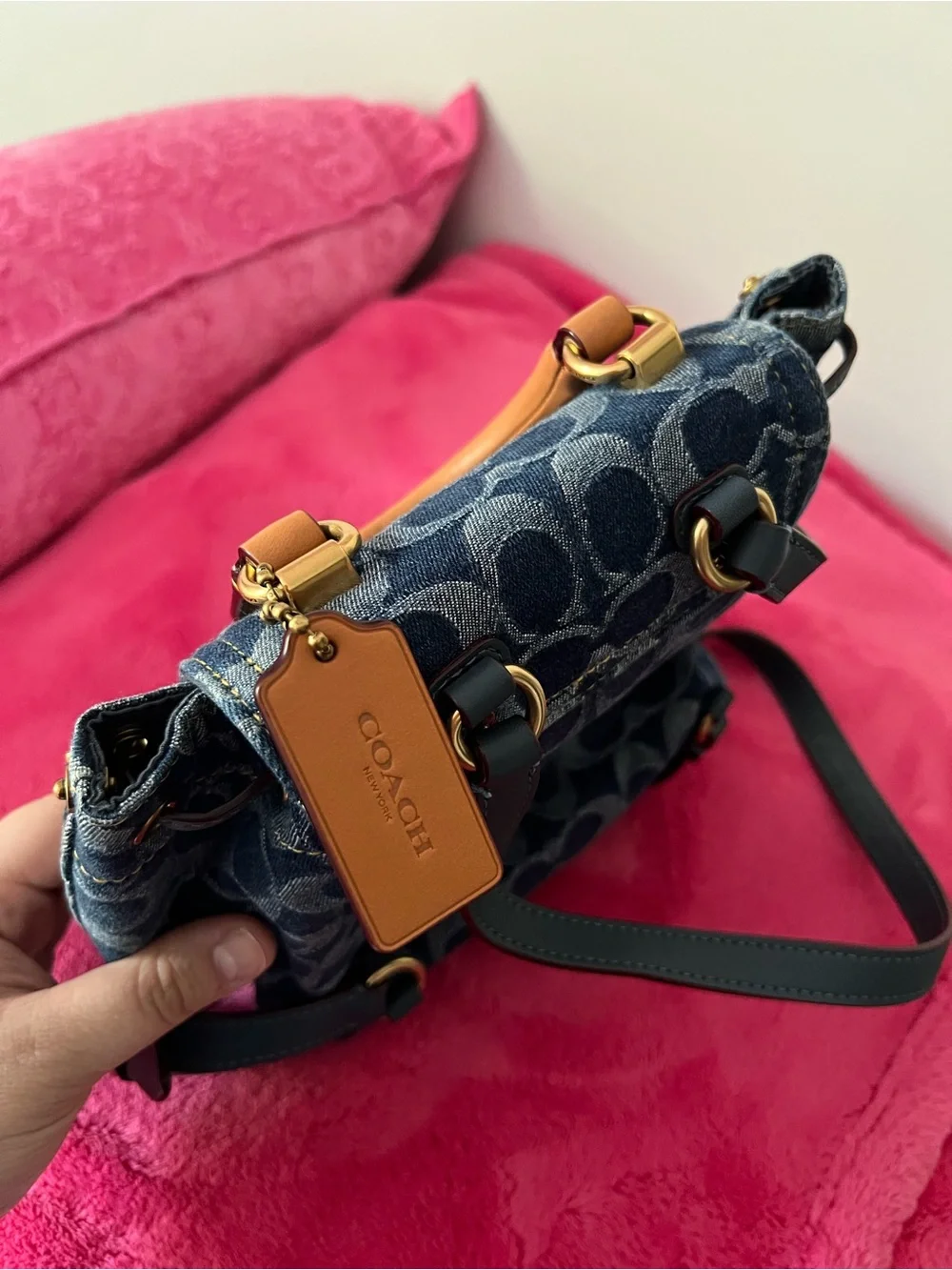 COACH denim riya 21 backpack